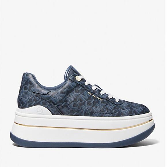 NEW MICHAEL Michael Kors Hayes Empire Signature Logo Platform Sneaker Womens 7 - Picture 1 of 9